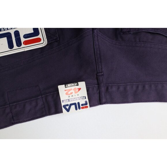 Deadstock Vtg 90s Fila Mens 42x34 Spell Out Baggy Fit Skateboard Jeans Purple - Picture 15 of 15
